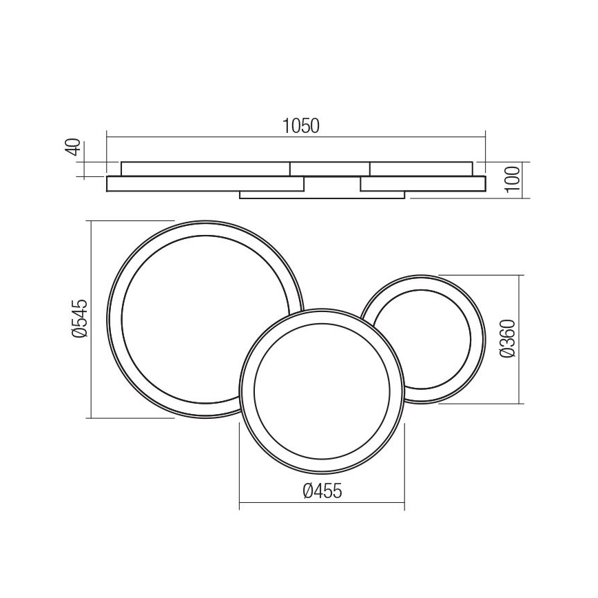 Redo 01-3375 - Plafoniera LED dimmerabile COMBI LED/72W/230V 3000/4000/6000K CRI98 nero