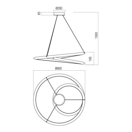 Redo 01-3376 - Lampadario dimmerabile a sospensione con cavo STORM LED/60W/230V 3000/4000/6000K CRI 90 Ø 80 cm bianco