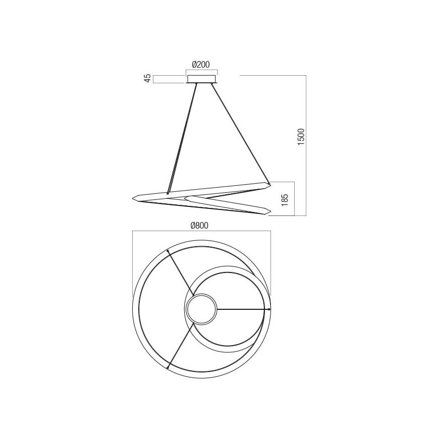 Redo 01-3378 - Lampadario a sospensione dimmerabile LED su cavo STORM LED/60W/230V 3000/4000/6000K CRI 90 Ø 80 cm nero