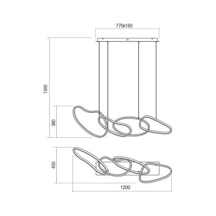 Redo 01-3389 - Lampadario dimmerabile a sospensione con cavo BIAS LED/90W/230V 3000/4500/6500K CRI 90 oro