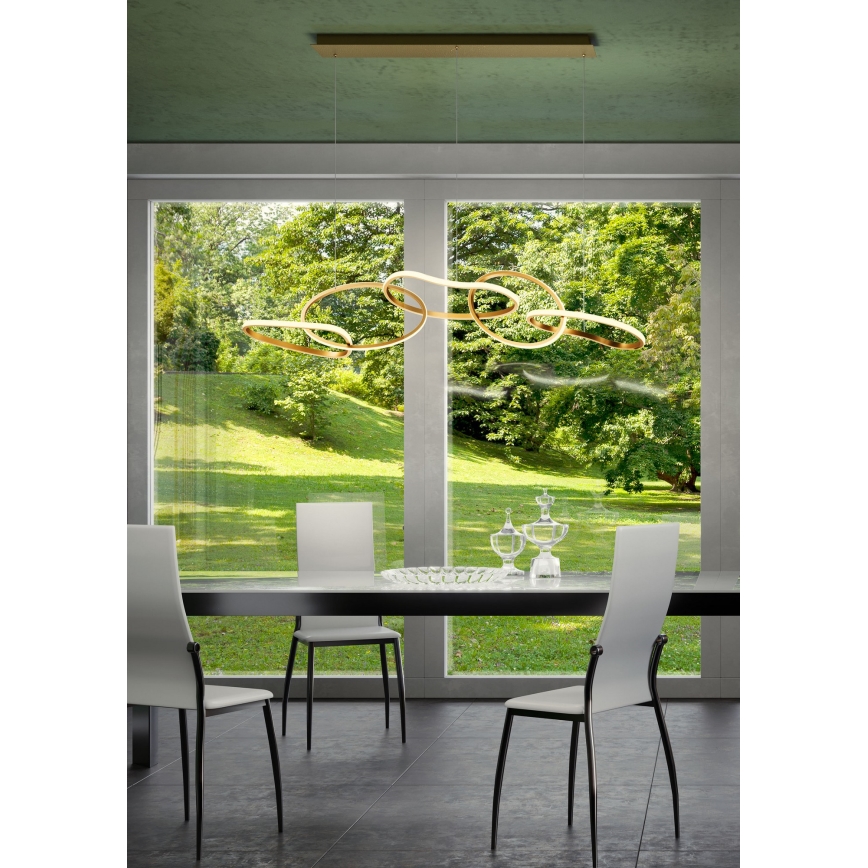 Redo 01-3392 - Lampadario a sospensione LED dimmerabile BIAS LED/120W/230V 3000/4500/6500K CRI 90, finitura oro