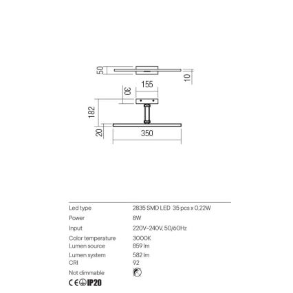 Redo 01-3460 - Lampada LED da quadro LINEAR LED/8W/230V 35 cm CRI 92 bianco