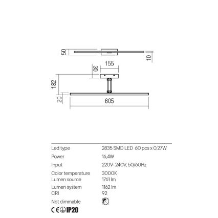 Redo 01-3462 - Lampada LED da quadro LINEAR LED/8W/230V 60,5 cm CRI 92 bianco