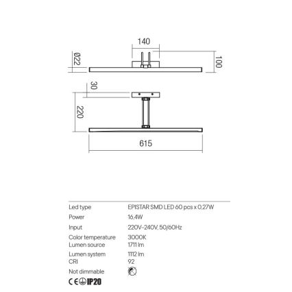 Redo 01-3470 - Lampada LED da quadro IKON LED/16,4W/230V 61,5 cm CRI 92 bianco