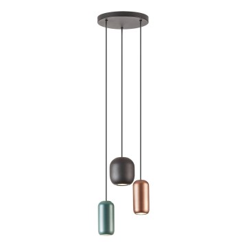 Redo 01-3480 - Lampadario a sospensione con filo BOOM 3xGU10/10W/230V diametro 33 cm nero/verde/marrone