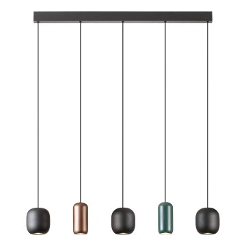 Redo 01-3481 - Lampadario a sospensione con filo BOOM 5xGU10/10W/230V nero/verde/marrone