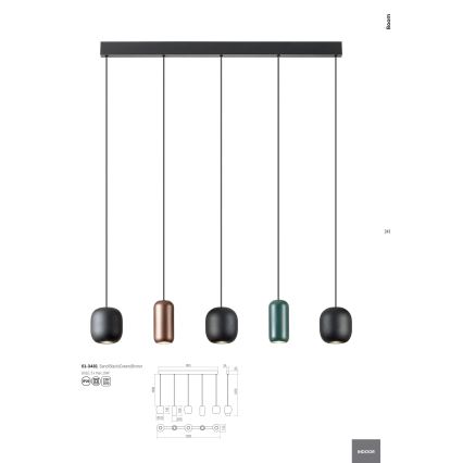 Redo 01-3481 - Lampadario a sospensione con filo BOOM 5xGU10/10W/230V nero/verde/marrone