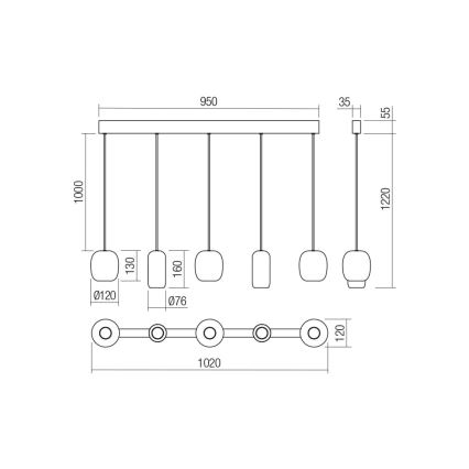 Redo 01-3481 - Lampadario a sospensione con filo BOOM 5xGU10/10W/230V nero/verde/marrone