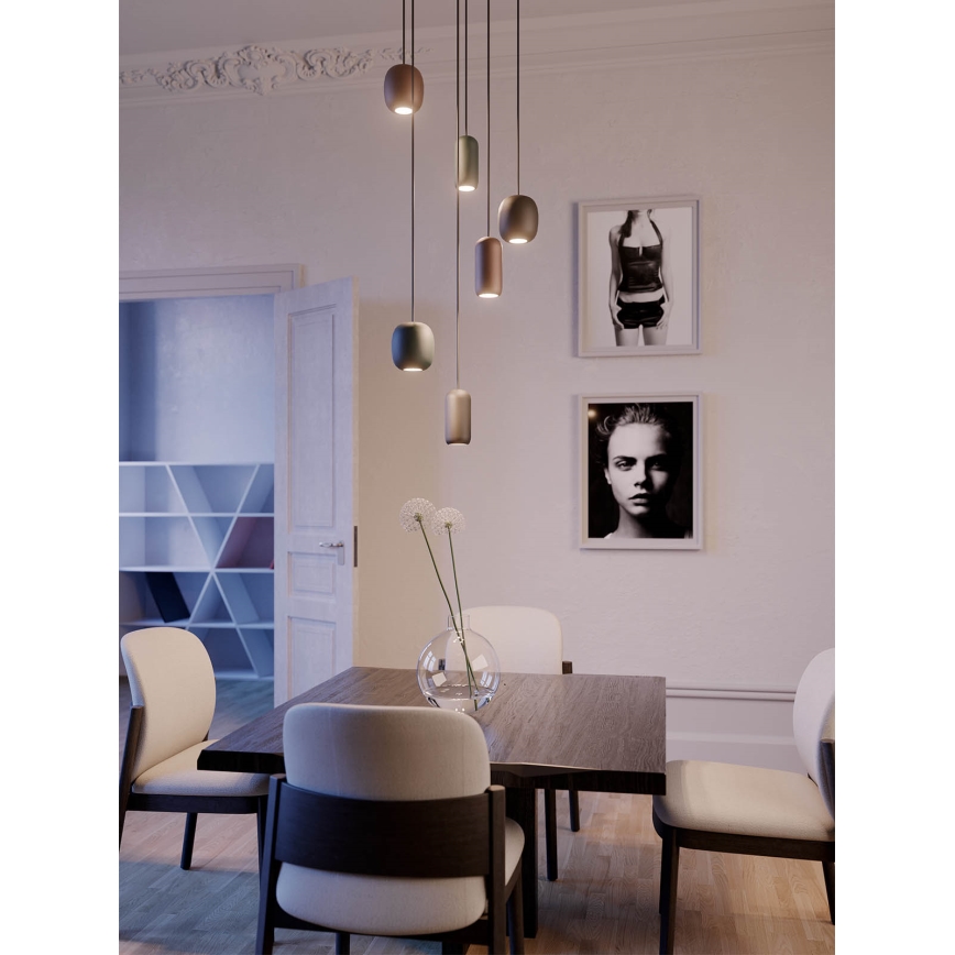 Redo 01-3482 - Lampadario a sospensione con filo BOOM 6xGU10/10W/230V diametro 48 cm nero/verde/marrone
