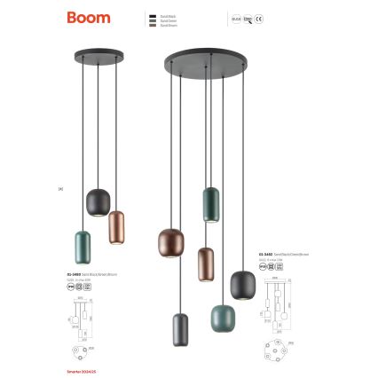 Redo 01-3482 - Lampadario a sospensione con filo BOOM 6xGU10/10W/230V diametro 48 cm nero/verde/marrone