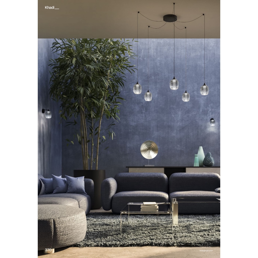 Redo 01-3487 - Lampadario dimmerabile su cavo KHADI 5xLED/5,2W/230V CRI 90 a ragno nero/fumé