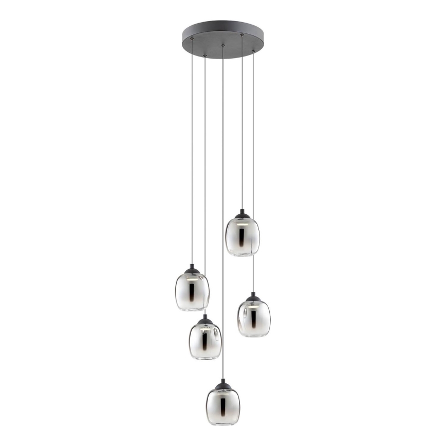 Redo 01-3488 - Lampadario LED dimmerabile su cavo KHADI 5xLED/5,2W/230V CRI 90 Ø 43 cm nero/fumo