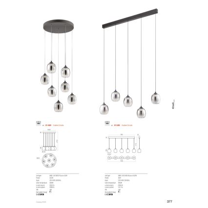Redo 01-3489 - Lampadario LED dimmerabile a sospensione su cavo KHADI 7xLED/5W/230V CRI 90 Ø 52 cm nero/fumé