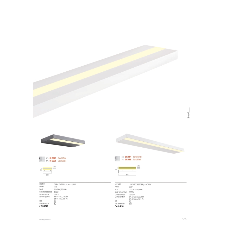 Redo 01-3552 - Applique a LED SEED LED/15W/230V bianco