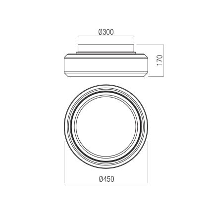 Redo 01-3590 - Plafoniera LED SOLERA LED/36W/230V diametro 45 cm CRI 93 3000/4000K grigio