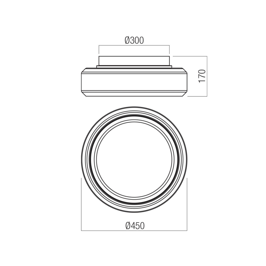 Redo 01-3590 - Plafoniera LED SOLERA LED/36W/230V diametro 45 cm CRI 93 3000/4000K grigio