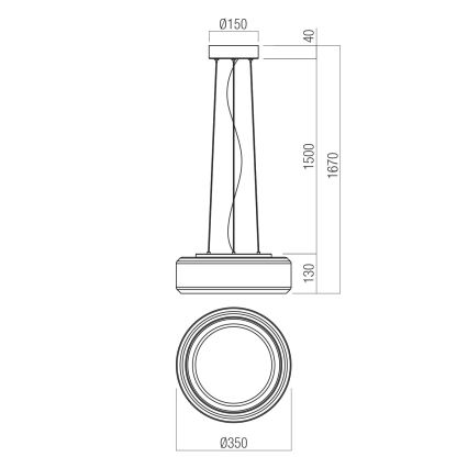 Redo 01-3591 - Lampadario LED a sospensione con filo SOLERA LED/24W/230V diametro 35 cm CRI 93 3000/4000K grigio