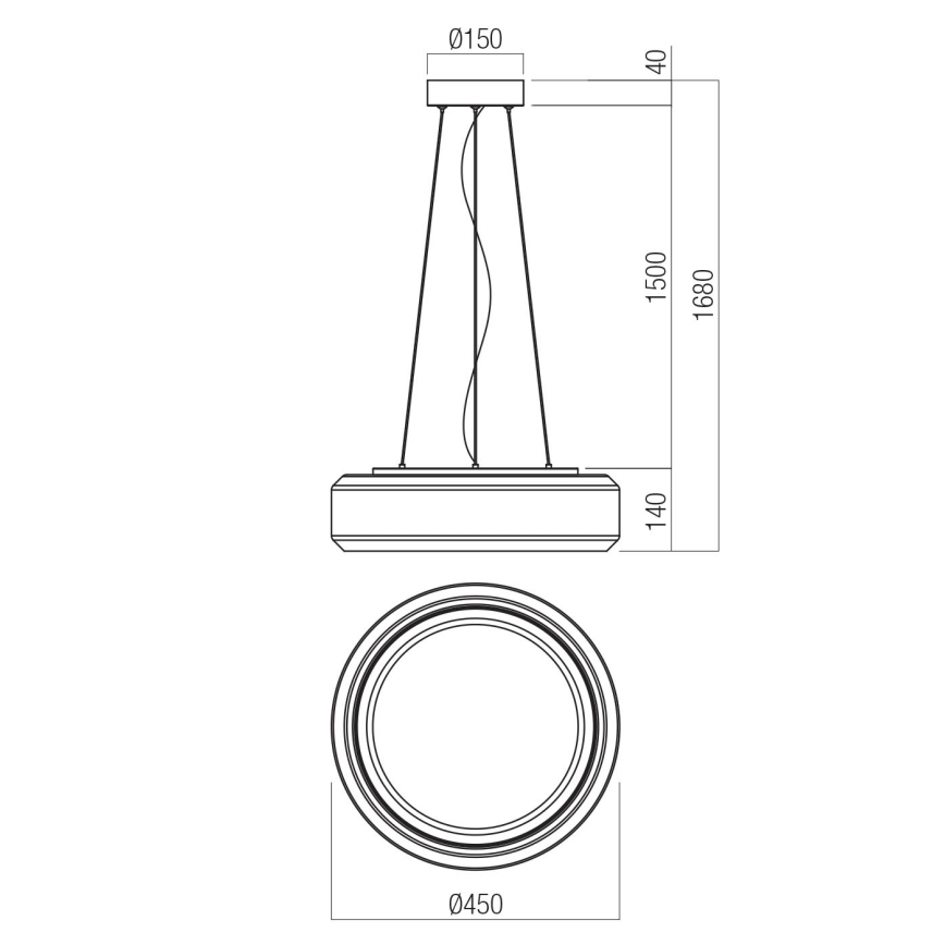 Redo 01-3592 - Lampadario LED a sospensione con filo SOLERA LED/36W/230V diametro 45 cm CRI 93 3000/4000K grigio