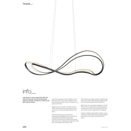 Redo 01-3598 - LED Lampadario dimmerabile a cavo TEMPEST LED/58W/230V oro