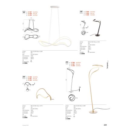 Redo 01-3598 - LED Lampadario dimmerabile a cavo TEMPEST LED/58W/230V oro