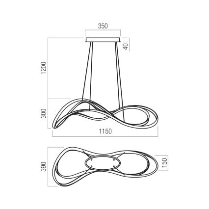 Redo 01-3598 - LED Lampadario dimmerabile a cavo TEMPEST LED/58W/230V oro