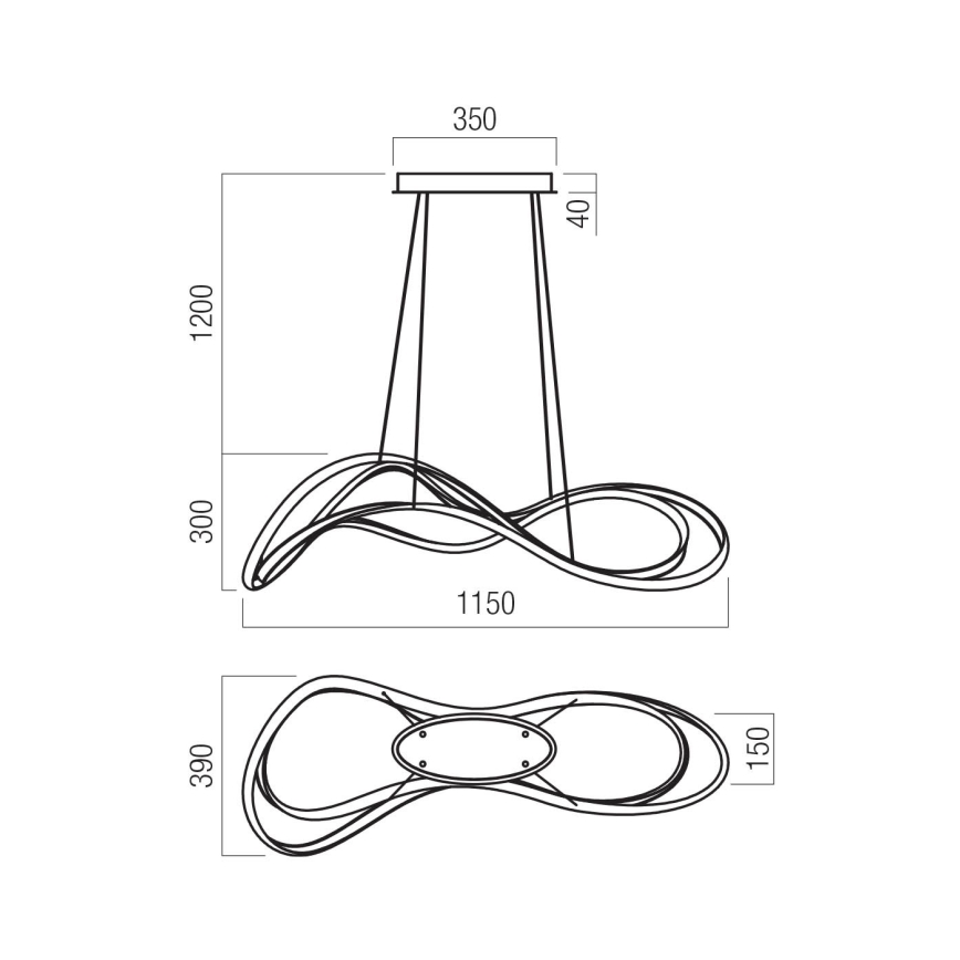 Redo 01-3598 - LED Lampadario dimmerabile a cavo TEMPEST LED/58W/230V oro