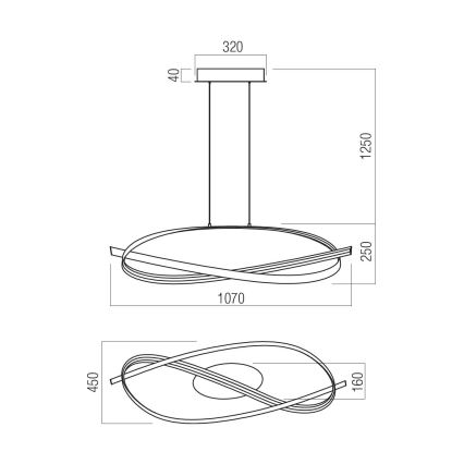 Redo 01-3616 - Lampada a sospensione dimmerabile su cavo IMPULS LED/38W/230V dorata