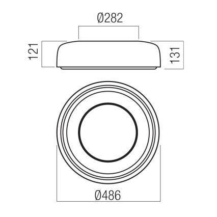 Redo 01-3722 - Plafoniera LED DIP LED/30W/230V 2700/3000/4000/5000/6500K CRI 90 Ø 48,6 cm nera