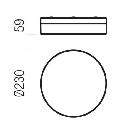 Redo 01-3735 - Plafoniera LED da bagno FRISBI LED/12W/230V diametro 23 cm CRI 90 3000/4000K IP44 nero