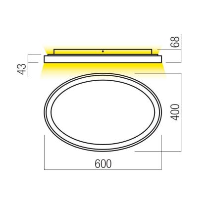 Redo 01-3806 - Plafoniera a LED dimmerabile NOBU, 60W, 230V, 3000/4000K, CRI 90, bianco