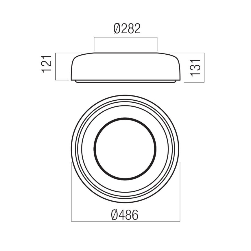 Redo 01-3940 - Plafoniera LED DIP, 30W, 230V, 2700/3000/4000/5000/6500K, CRI 90, Ø 48,6 cm, bianca