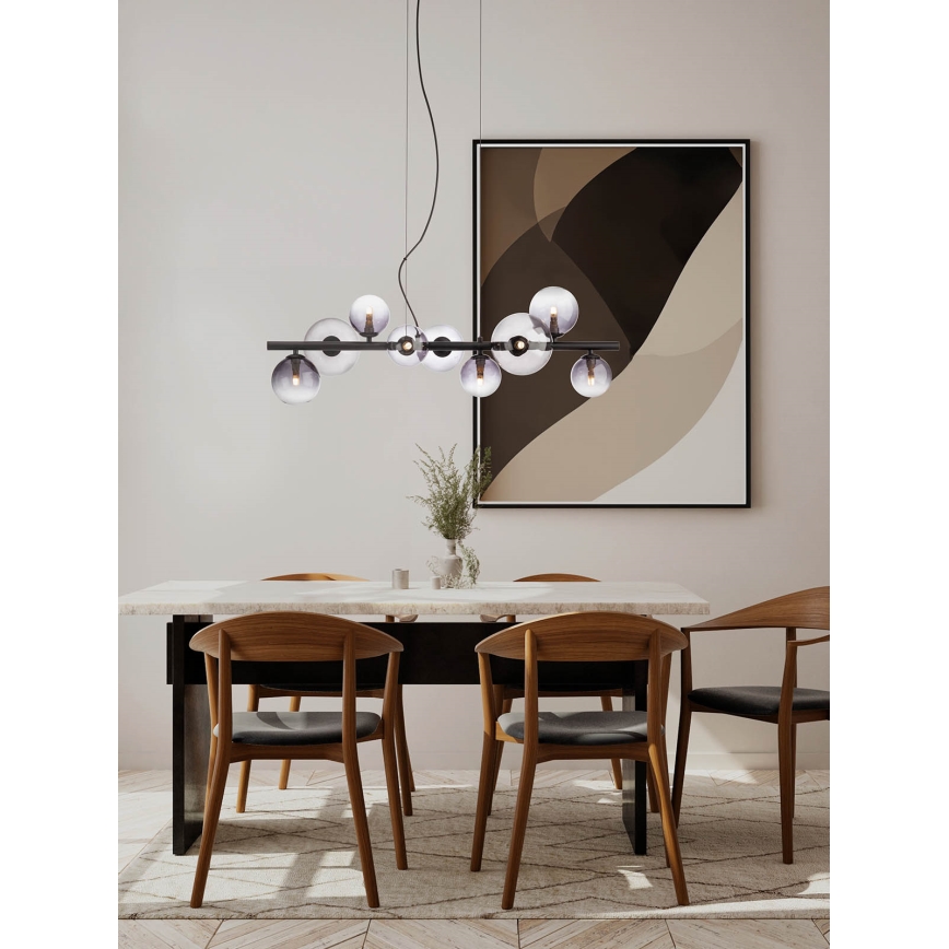 Redo 01-3989 - Lampadario a sospensione con filo ASTRA 9xG9/8W/230V nero