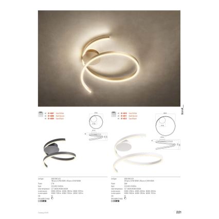 Redo 01-4011 - Plafoniera dimmerabile a LED SCROLL LED/38W/230V 3000K/4000K/6000K CRI 90 Ø 60 cm oro