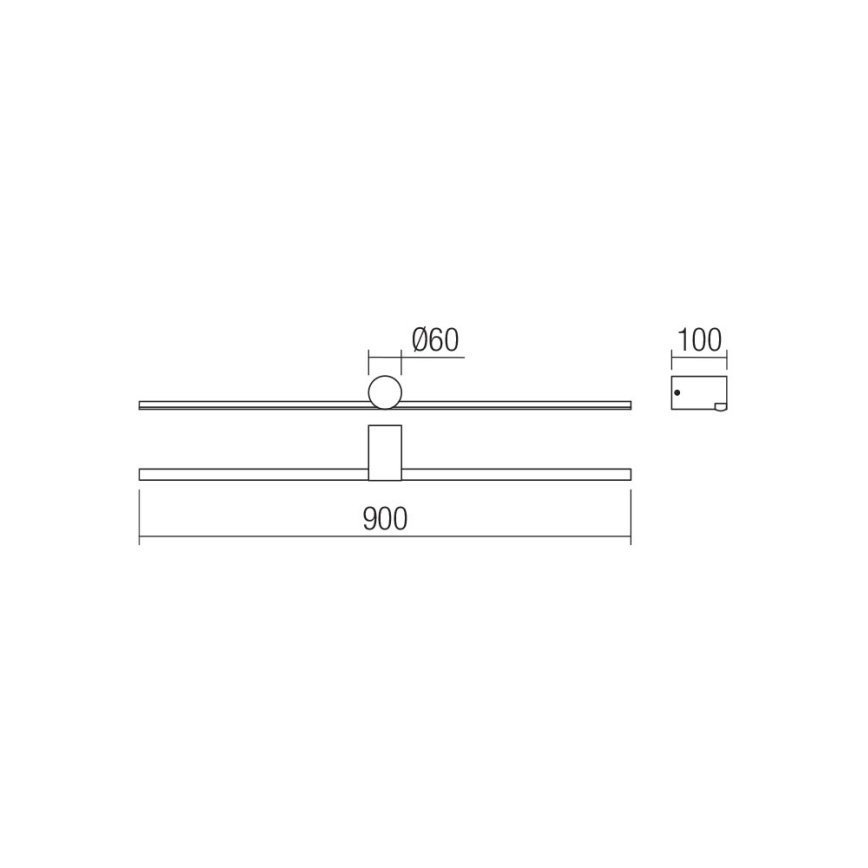 Redo 01-4036 - Illuminazione a LED per specchi da bagno ROW LED/18W/230V 90 cm IP44 nero