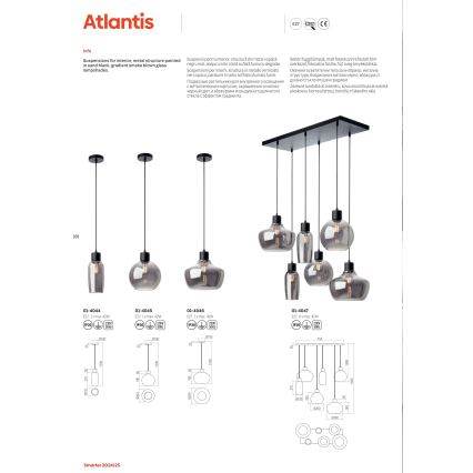 Redo 01-4045 - Lampadario a sospensione con filo ATLANTIS 1xE27/42W/230V diametro 20 cm nero