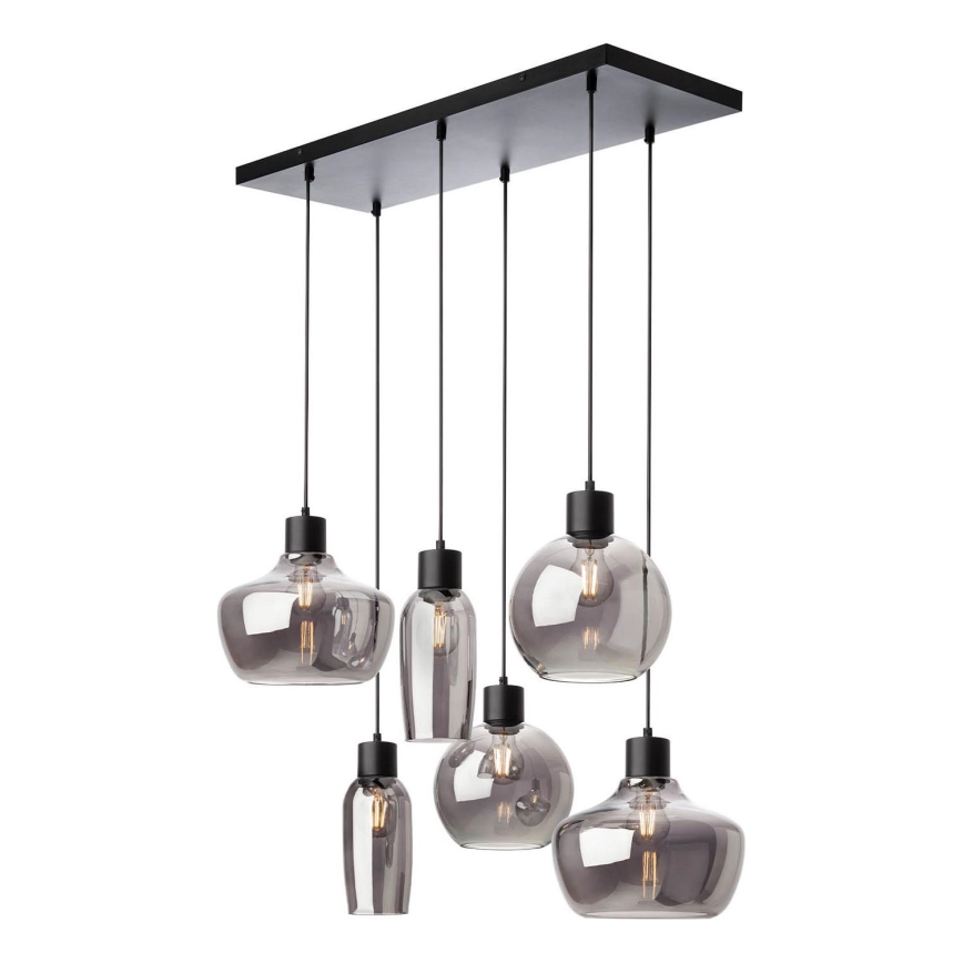 Redo 01-4047 - Lampadario a sospensione con filo ATLANTIS 6xE27/42W/230V nero