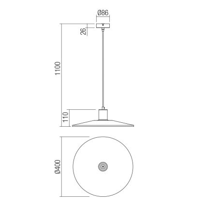 Redo 01-4055 - Lampadario a sospensione con filo FRESNO 1xE27/42W/230V diametro 40 cm