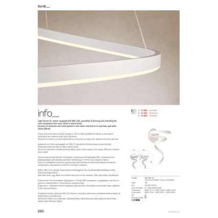 Redo 01-4281 - Lampada da terra dimmerabile a LED SCROLL LED/30W/230V 3000K/4000K/6000K CRI 90 bianca