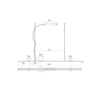 Redo 01-4301 - Lampada a sospensione dimmerabile su cavo DUNE LED/48W/230V 3000K CRI 90 bianco/oro