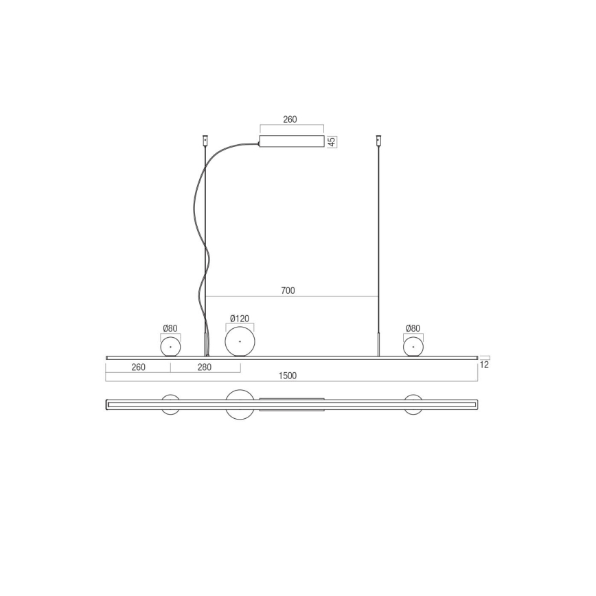 Redo 01-4301 - Lampada a sospensione dimmerabile su cavo DUNE LED/48W/230V 3000K CRI 90 bianco/oro