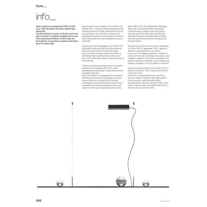 Redo 01-4302 - Lampadario LED dimmerabile a sospensione su cavo DUNE LED/48W/230V 3000K CRI 90 nero/fumé