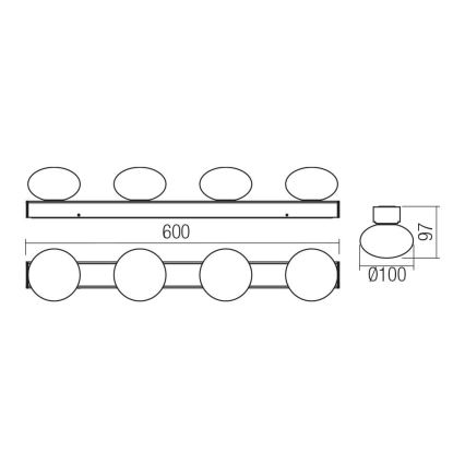 Redo 01-4309 - Plafoniera LED da soffitto per bagno OVUM 4xLED/5W/230V 3000/4000K CRI 90 IP44 bianco/cromo lucido
