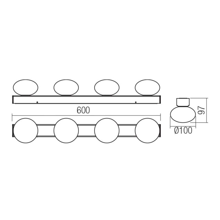 Redo 01-4309 - Plafoniera LED da soffitto per bagno OVUM 4xLED/5W/230V 3000/4000K CRI 90 IP44 bianco/cromo lucido