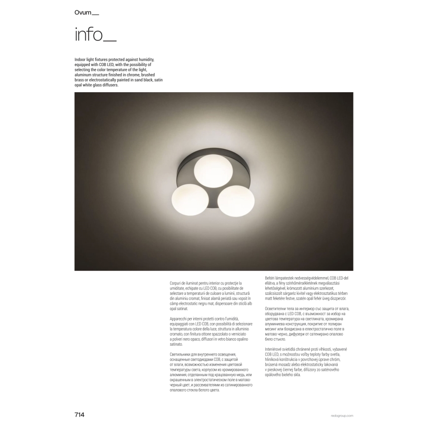 Redo 01-4311 - Plafoniera LED per bagno OVUM 4xLED/5W/230V 3000/4000K CRI 90 IP44 bianco/nero