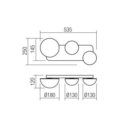 Redo 01-4330 - Applique LED LUMIEN 3xLED/18W/230V 2700/3000K CRI 90 bianco/nero