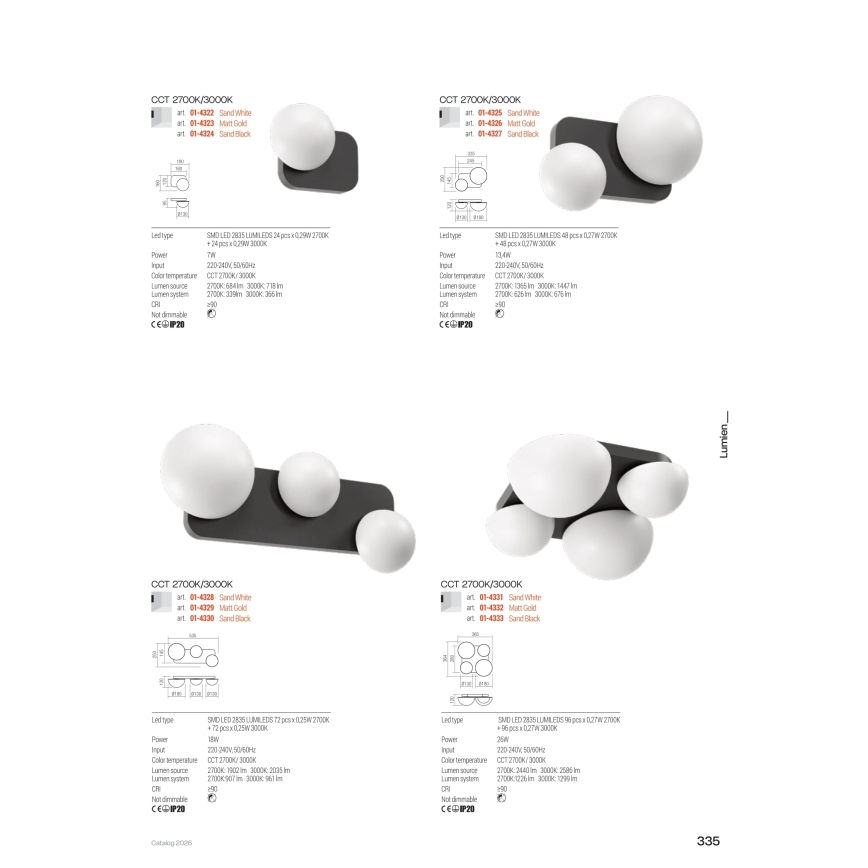 Redo 01-4333 - Plafoniera LED LUMIEN 4xLED/26W/230V 2700/3000K CRI 90 bianco/nero