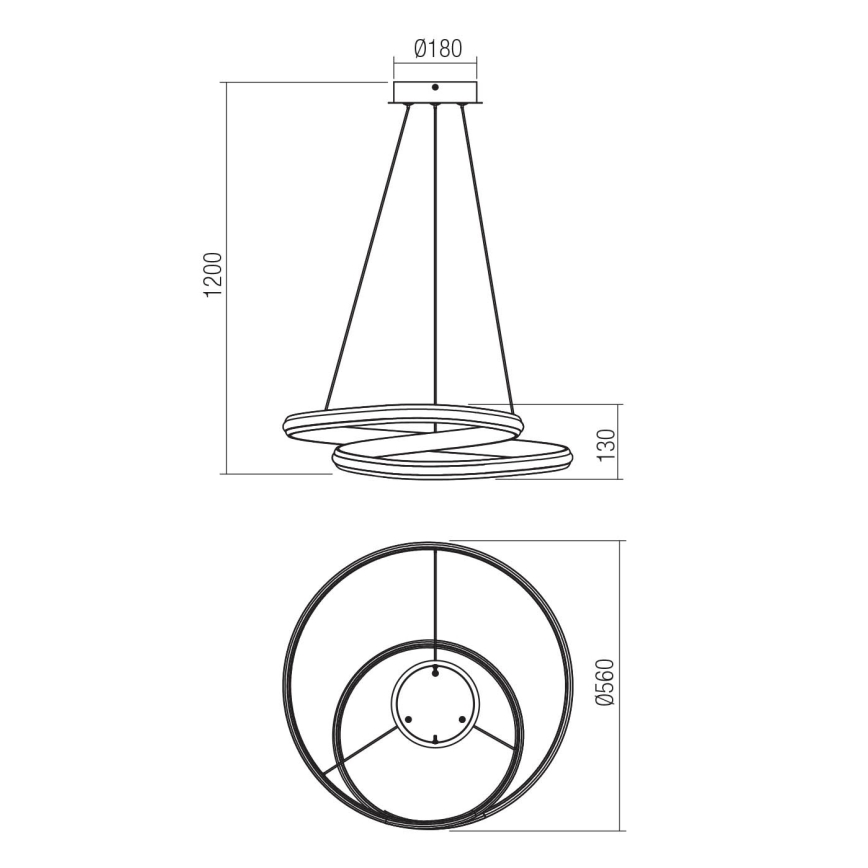 Redo 01-4360 - Lampada a sospensione dimmerabile a cavo TORSION LED/40W/230V 2700/3000/4000K CRI 90 Ø 56 cm bianco