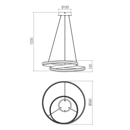 Redo 01-4361 - Lampadario LED dimmerabile a sospensione con cavo TORSION LED/40W/230V 2700/3000/4000K CRI 90 Ø 56 cm oro