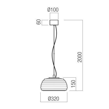 Redo 01-4541 - Lampadario LED dimmerabile su cavo ONDULA LED/12W/230V 2700K/3000K CRI 90 Ø 32 cm nero/fumé