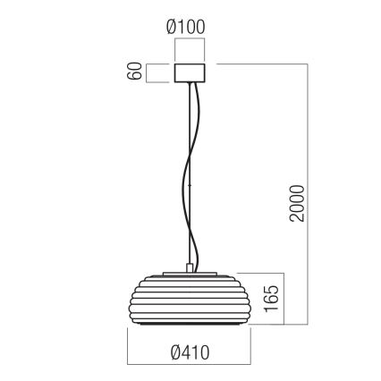 Redo 01-4543 - Lampadario LED dimmerabile sospeso su cavo ONDULA LED/16W/230V 2700K/3000K CRI 90 Ø 41 cm nero/fumé